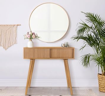Console Table, Small Console Tables for Entryway 31" Vanity Desk Fluted Dresser Side Table, Brown Entry Table Narrow Console Table Modern Hallway Table Modern Sofa Table for Living Room
