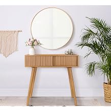 Console Table, Small Console Table for Entryway, 31" Vanity Desk with Fluted Dresser Side Table, Brown Entry Table, Narrow Console Table, Modern Hallway Table for Living Room, Modern Sofa Table