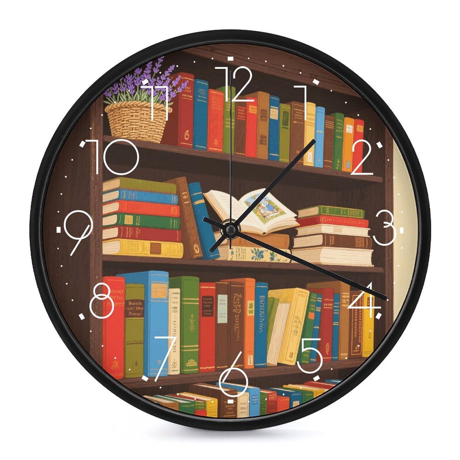 Horloge murale moderne fleurie de 25,4 cm silencieuse pour salon