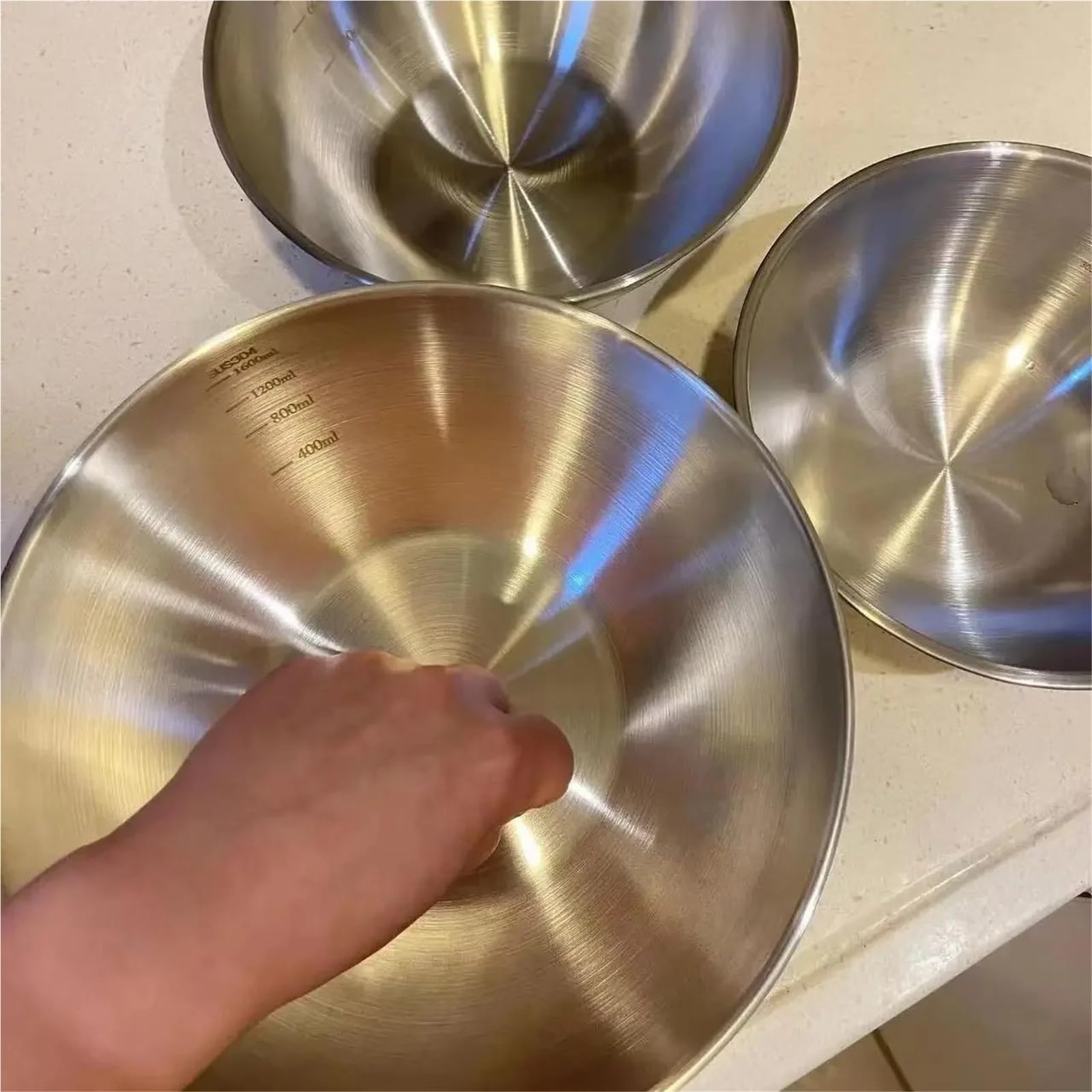Tazón Para Mezclar Juego de tazones for mezclar acero inoxidable | 1-3 piezas con báscula de gran capacidad for cocinar, hornear y almacenar alimentos(L 1pc)