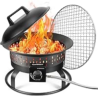 GasBRUH 19-Inch Portable Propane Fire Pit - 60,000 BTU Smokeless with Grill Grate, Carry Kit for Camping, Patio, RV