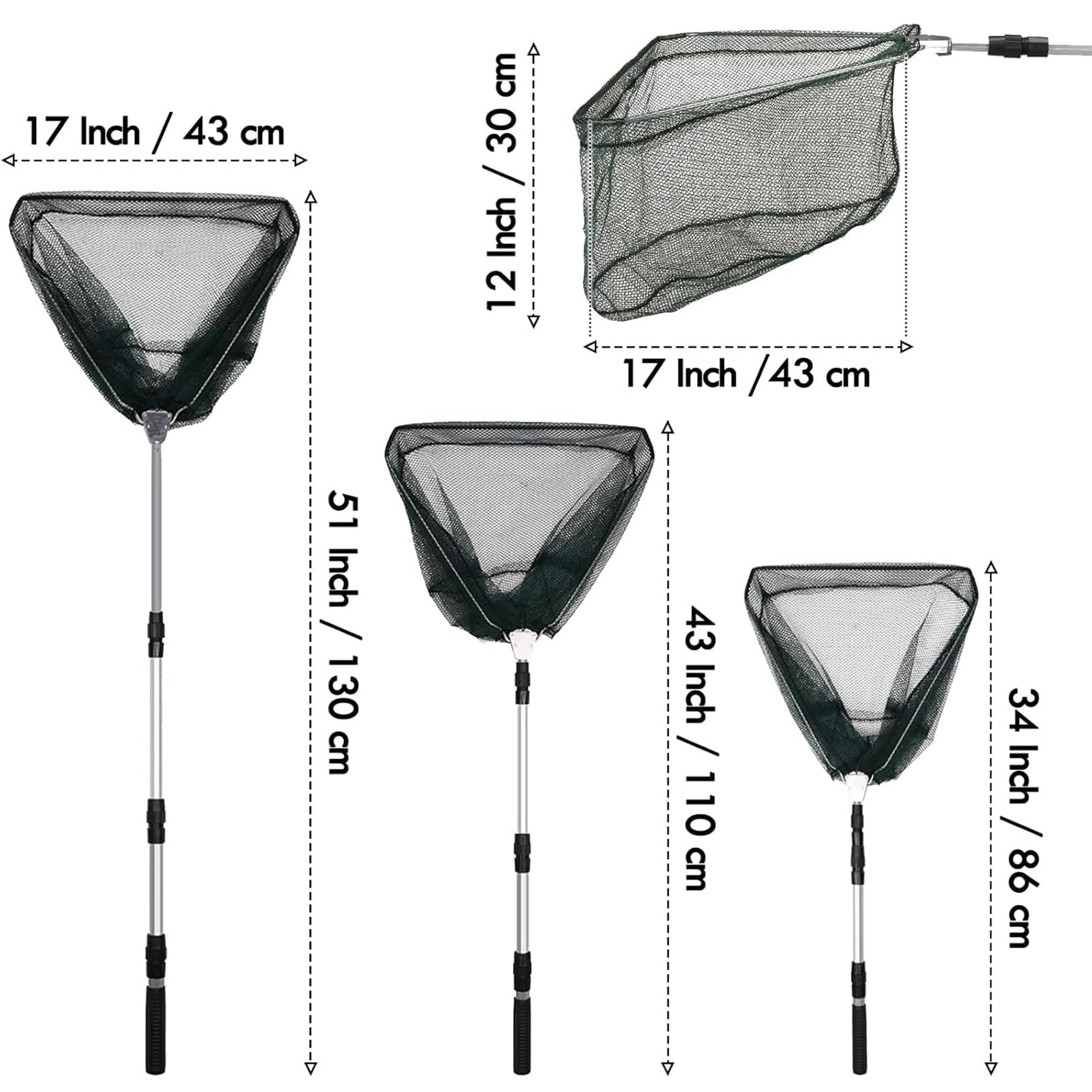 HIKKY Foldable Fishing Net, Fishing Landing Net With Lightweight Portable Aluminum Alloy Frame