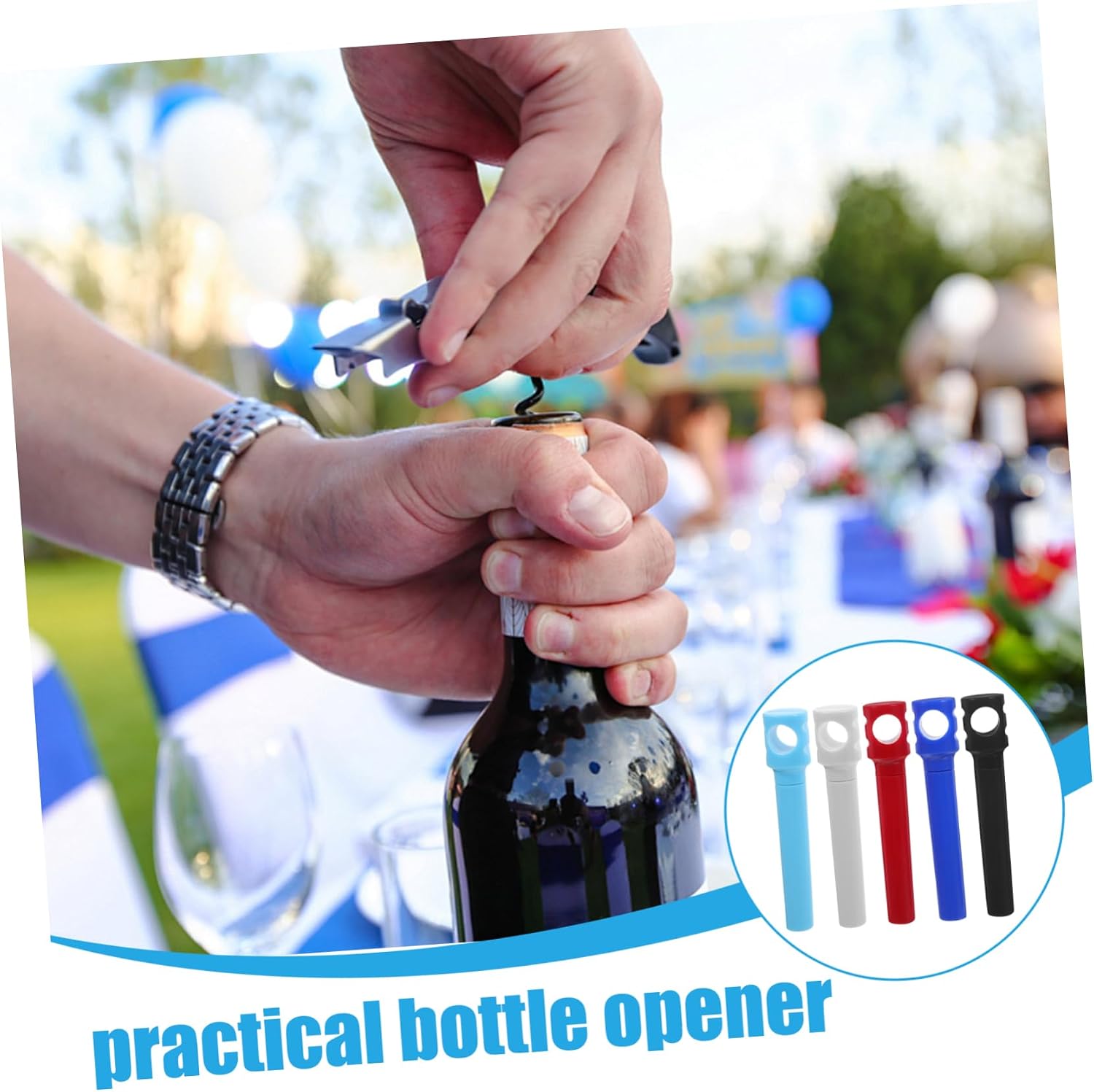 5pcs Travel Wine Bottle Opener Compact Manual Corkscrew for Wine Portable Kitchen Gadget for Outdoor Picnics and Gatherings Eye-catching Design