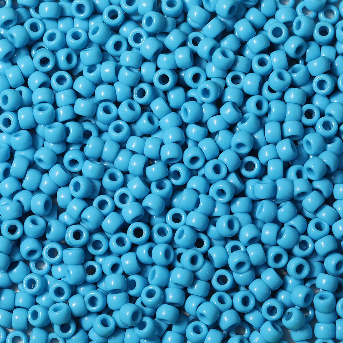 Bala&Fillic Size 6x9mm Lake Blue Pony Beads with Smooth Surface Total 1000pcs Craft Pony Beads for Making Bracelets (Lake Blue)