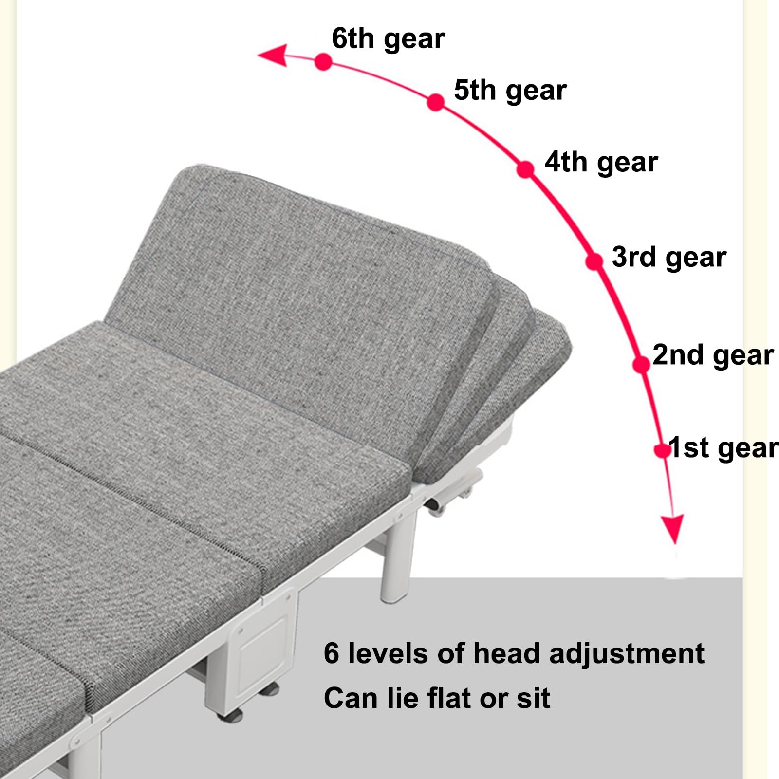 Multi-Functional Portable Folding Bed for Adults, 6 Adjustable