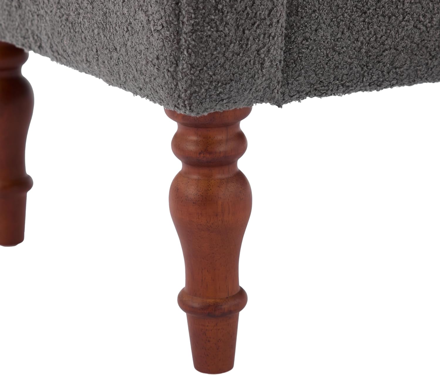 Christopher Knight Home Peter 59" Teddy Fabric Upholstered End of Bed Ottoman, Wooden Ottoman Bench with Rolled Arms, Long Entryway Foot Rest, Bedroom End of Bed Foot Stools, Grey