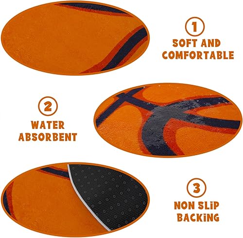 Miniatura 3 de Alfombra redonda de baloncesto de microfibra suave antideslizante para fútbol, alfombra redonda de fútbol para niños, alfombra de baloncesto para