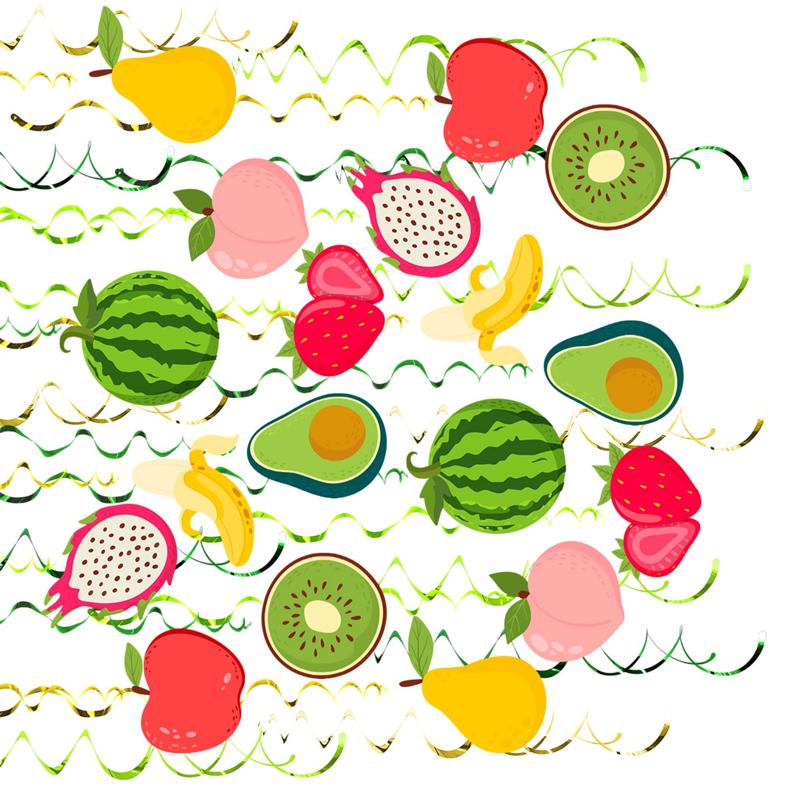 30pcs Delicate Fruit Party Hanging Decoration Fruit Hanging Swirl Decorations for Kids Birthday Party Ceiling Decoration