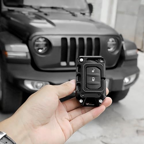 Miniatura 7 de JeCar Funda para llavero para Jeep Wrangler JL JLU Gladiator JT 2018-2024 (negro)