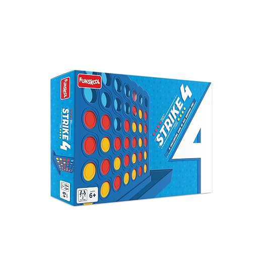 Funskool Games - Strike 4, Classic disc Dropping Game, Get 4 in a Row, Connect Game, 2 Players, 6 & Above