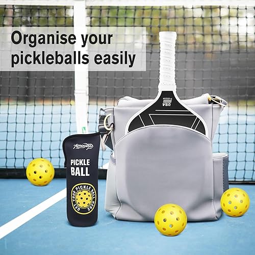 Miniatura 3 de Soporte para pelotas de pickleball  1 bolsa de almacenamiento para pelotas, bolsa de tenis portátil con gancho para valla, soporte de botella de