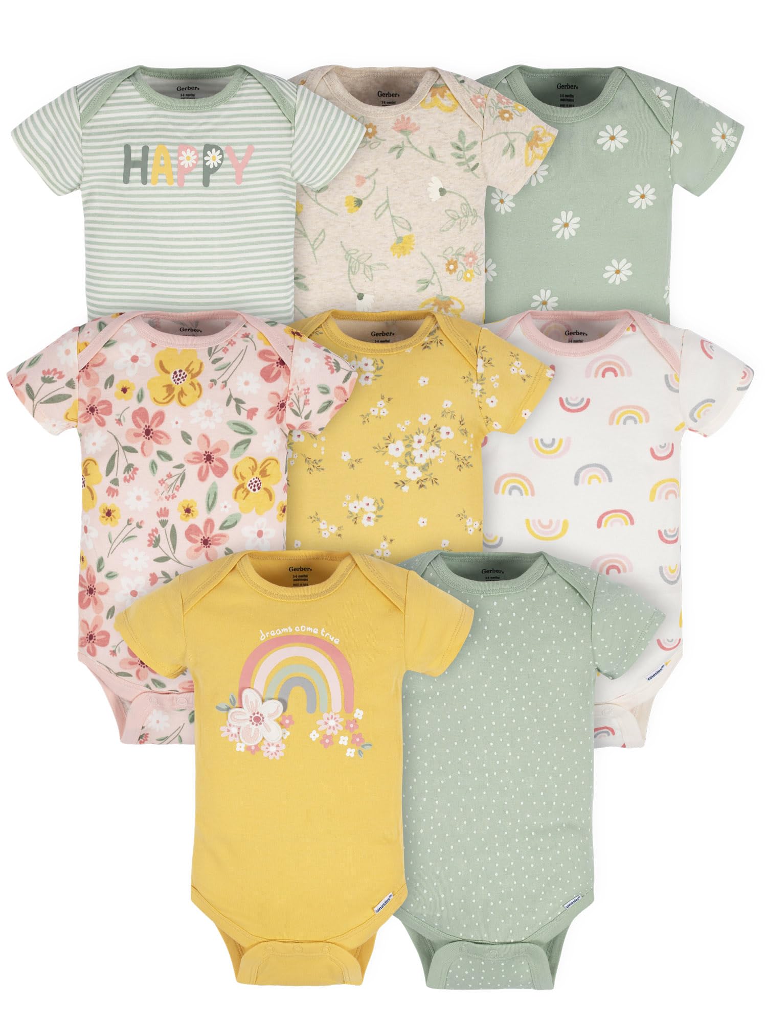 Gerber Unisex Baby 8er-pack Einteiler mit Kurzen Ärmeln Baby und Kleinkind T-Shirt Set (8er Pack)