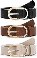 Vista 48 de VONMELLI Paquete de 3 cinturones de mujer para pantalones vaqueros, cinturón de vestir con hebilla dorada