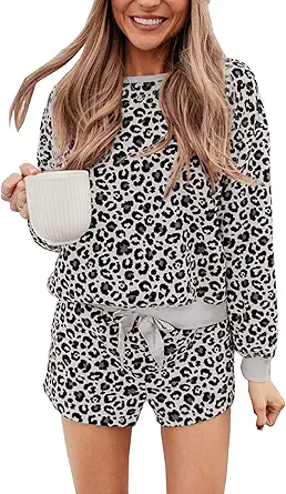 PRETTYGARDEN Womens Tie Dye Printed Pajamas Set Long Sleeve Tops With Shorts Lounge Set Casual Two-Piece Sleepwear