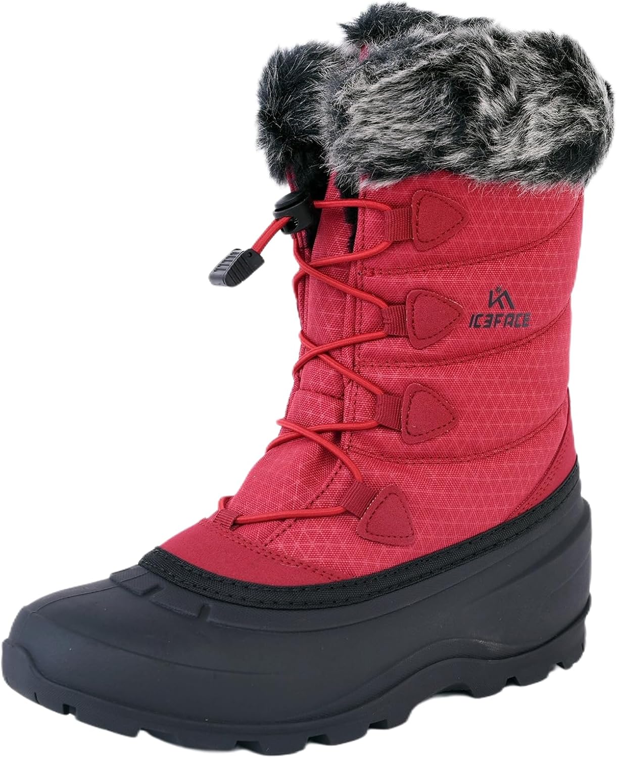 ICEFACE Waterproof Snow Boot Women with Quilted Nylon Fabric and Plush Lining for Ultimate Warmth and Comfort Stylish and Functional Winter Footwear Perfect for Snowy Days and Cold Weather Activitie