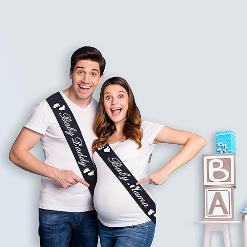 Miniatura 2 de Baby Daddy - Divertida banda de baby shower para papá (letras negras con letras blancas), decoraciones de fiesta de baby shower, suministros de