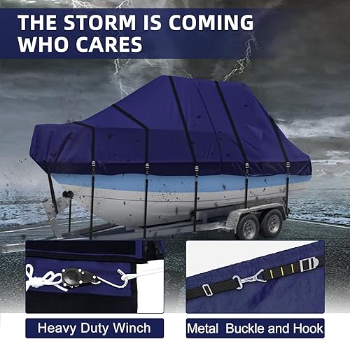 Miniatura 5 de Funda para barco con parte superior en T 900D  Funda para lancha resistente, cubierta impermeable para lancha con parte superior en T dura, cubierta