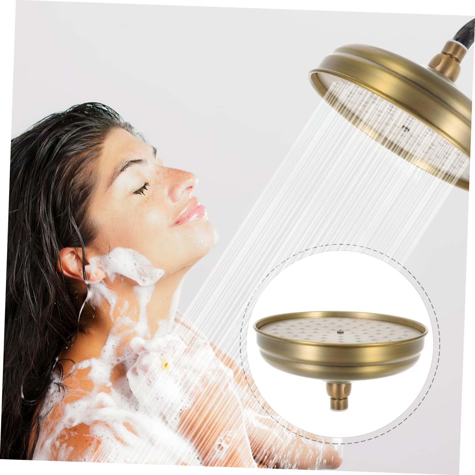 Cabezal de Ducha de Lluvia Retro Dorado de Cobre Rociador de Ducha de Baño Compacto Fácil de Limpiar E Instalar