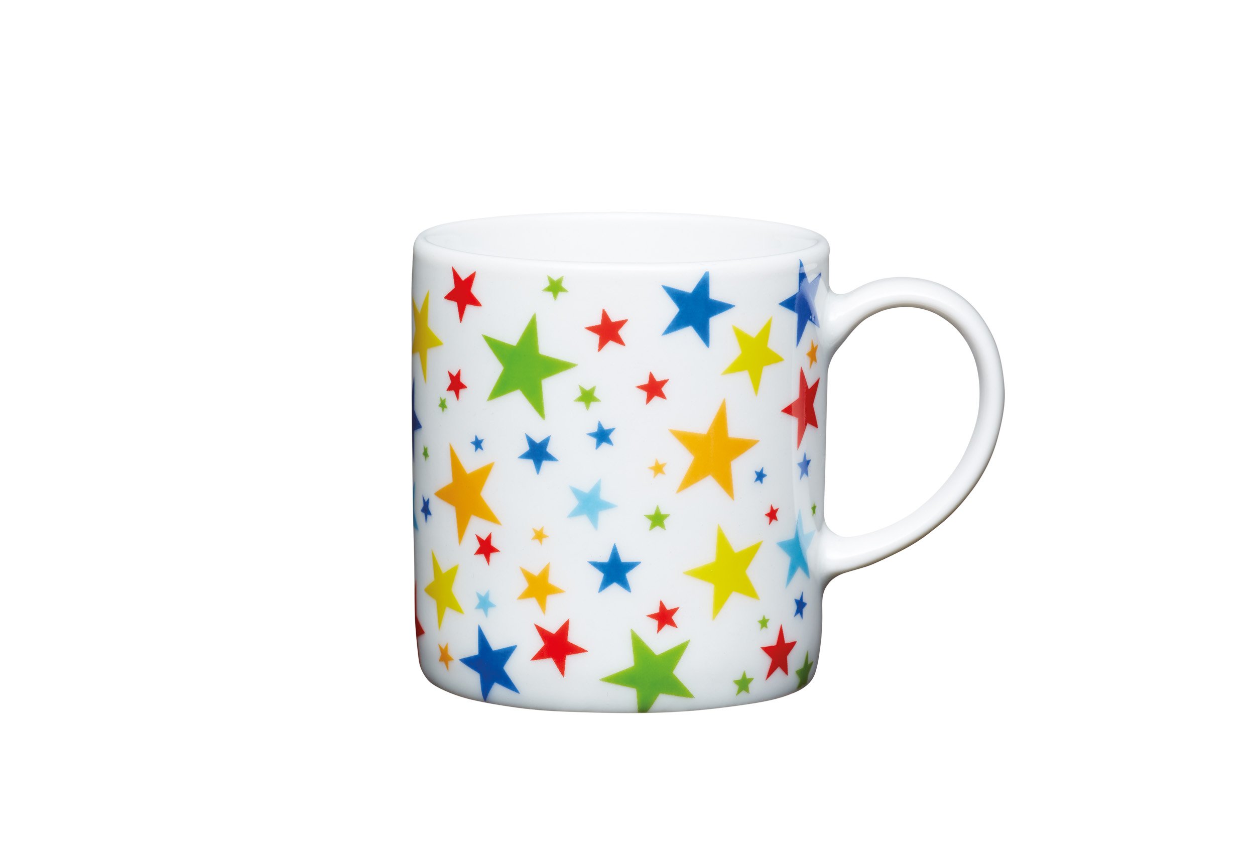 Tasse à Café En Porcelaine Kitchen Craft 80ml - Motif Étoiles Multicolores, Lavable Lave-vaisselle Et Micro-ondes - Cadeau Café