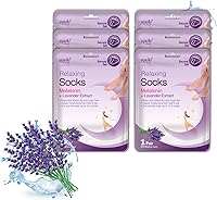 Epielle Relaxing Foot Mask 6 Pairs: Melatonin & Lavender Socks for Dry Cracked Feet, Cooling Deep Moisturizing Therapy, Vegan Self-Care Spa Gifts