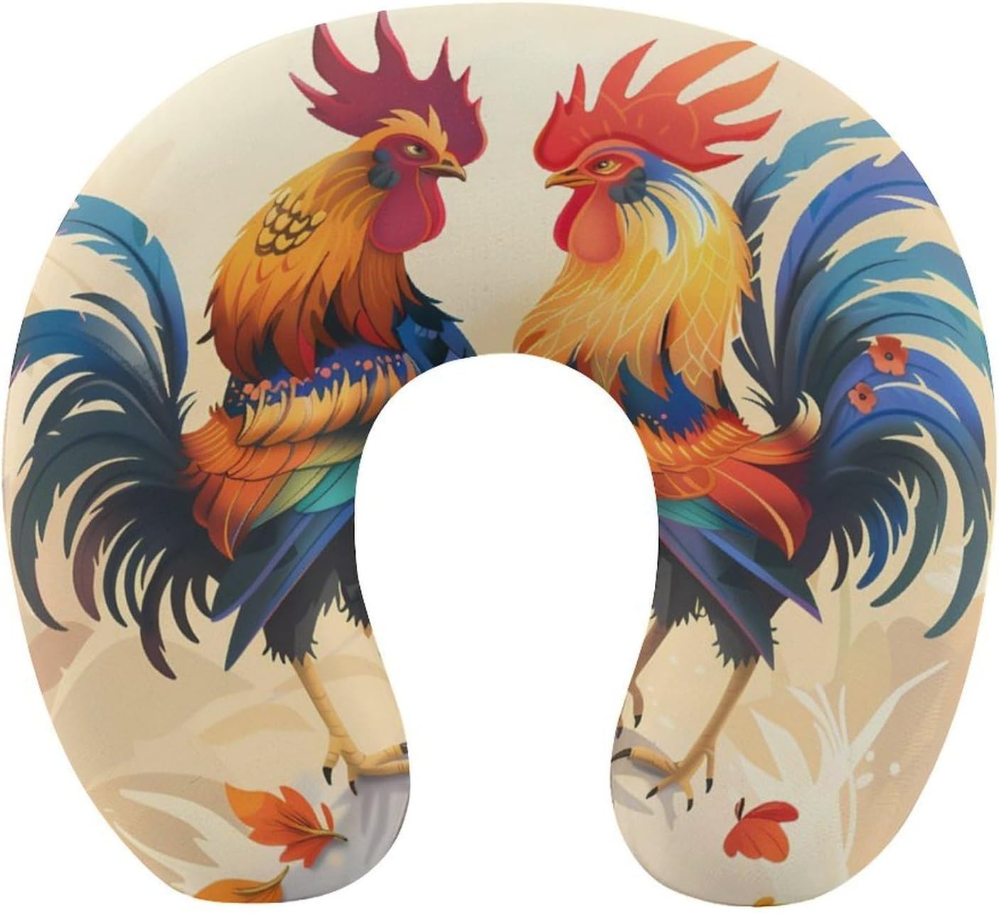 Fighting Morning Rooster Cock Travel Pillow U Shape Neck Pillow Washable Pillowcase for Sleeping Chair