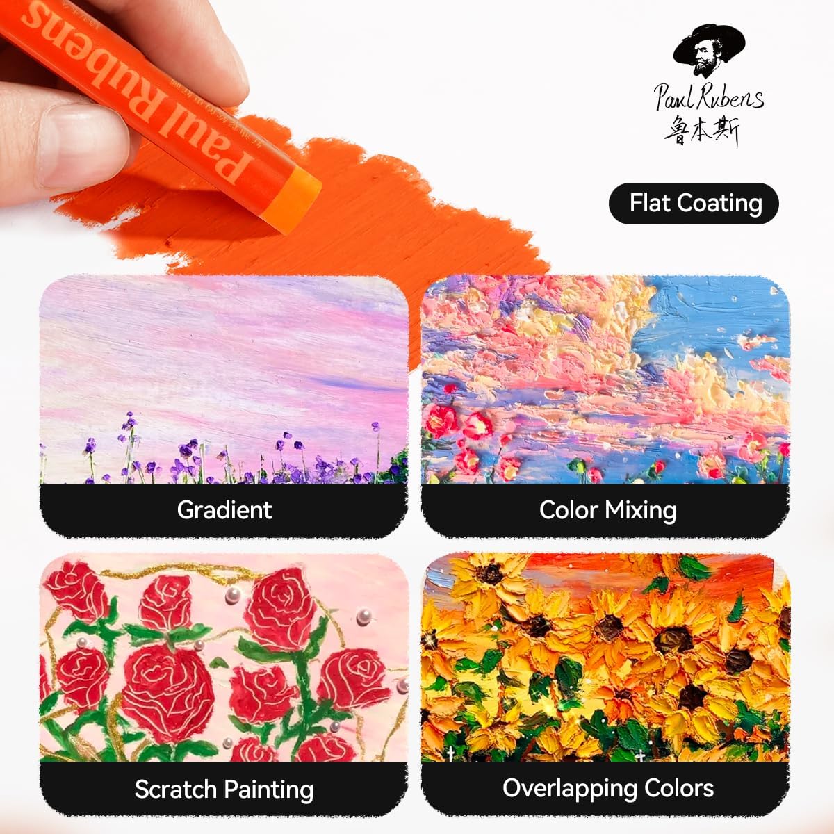 Paul Rubens Oil Pastels for Artists, 72 Floral Colors Artist Soft Oil Pastel Set Vibrant and Creamy, Pastels Art Supplies.