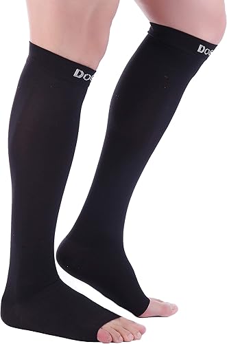 Miniatura 9 de Doc Miller Calcetines de compresión de punta abierta para mujeres y hombres, calcetines de compresión sin dedos para mujer, soporte de circulación