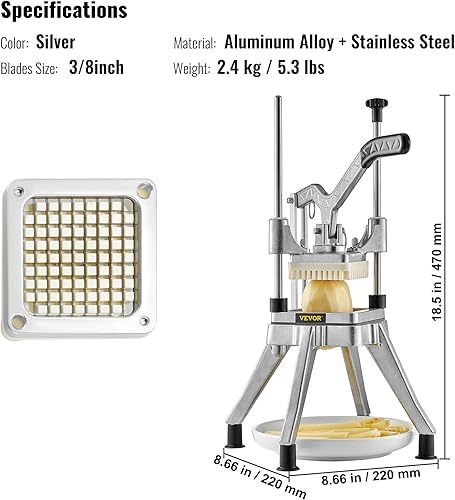Miniatura 7 de VEVOR Picadora comercial de frutas de verduras de 38 pulgadas cortadora profesional de alimentos Kattex cortadora de freír francesa cortadora de