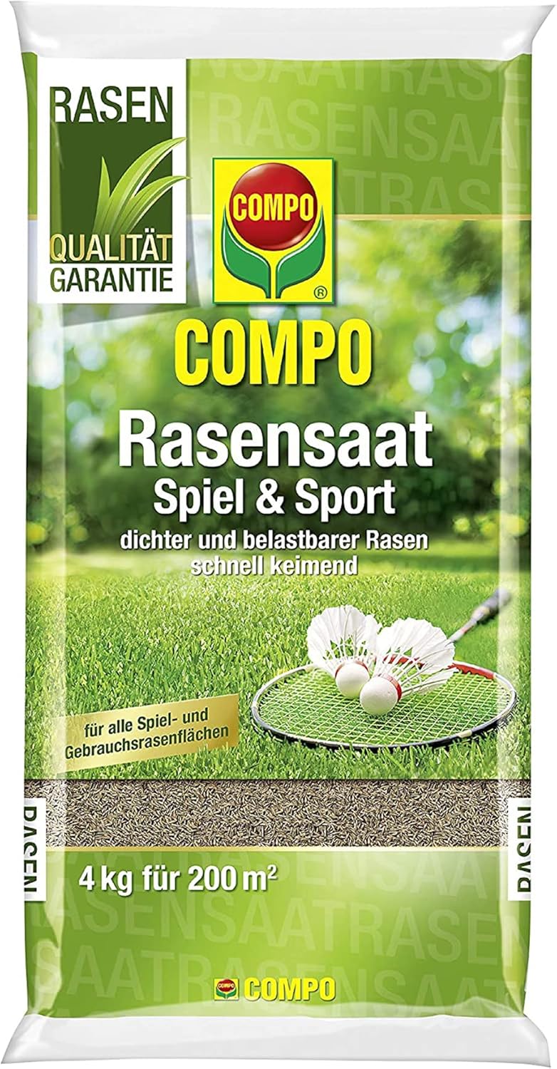 Compo Rasensaat Spiel und Sport, Universelle Rasenmischung, 4 kg, 200 m²