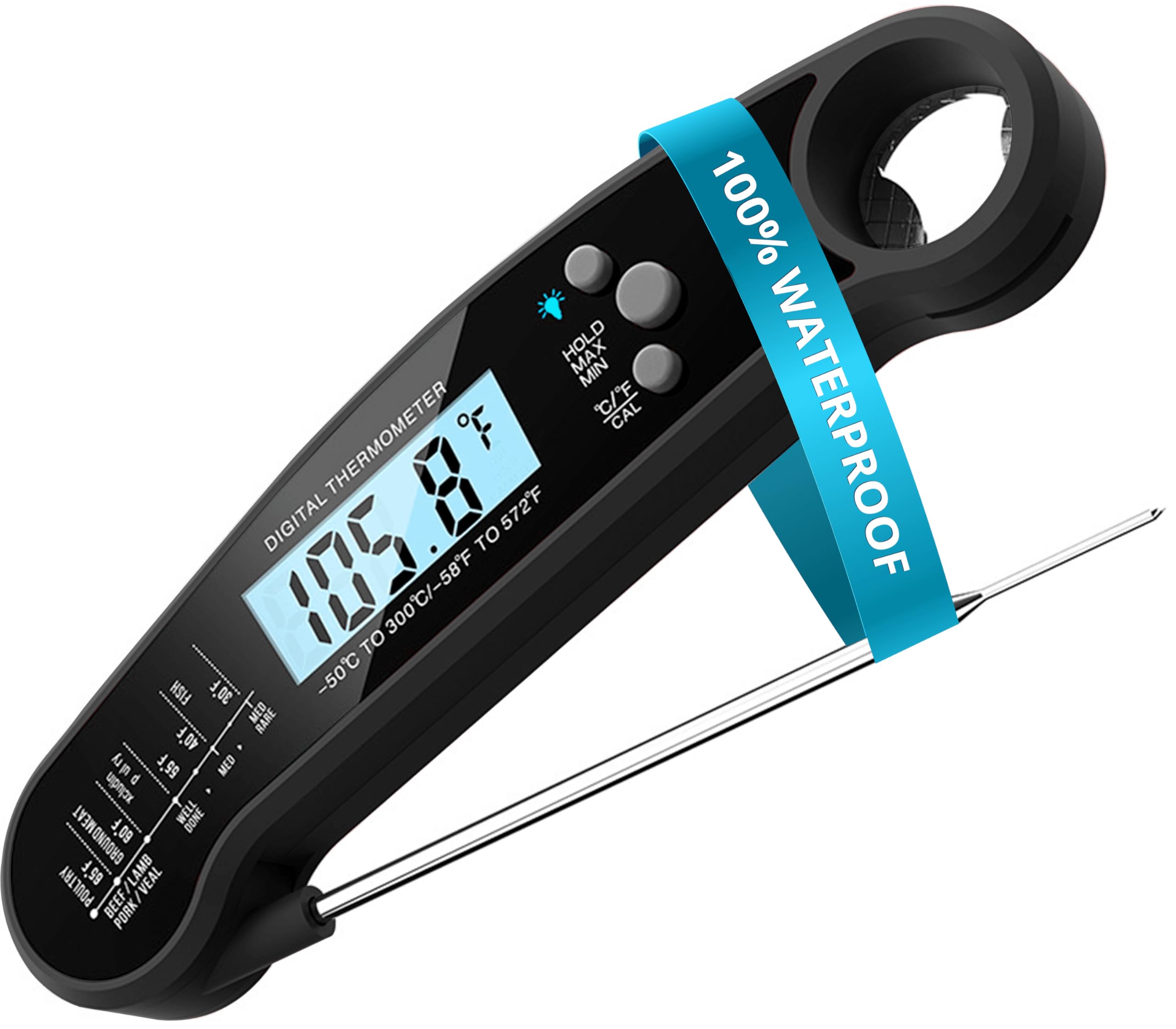 Vivaro Tech Black Premium Food Thermometer 3s Instant Read Meat Thermometer Digital Thermometer for Kitchen - Temperature Thermometer with Auto On/Off, Large LCD Display