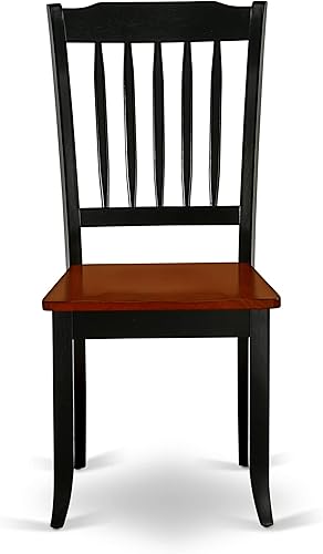 Miniatura 4 de East West Furniture DAC-BCH-W Danbury - Juego de 2 sillas de comedor de madera maciza, con respaldo de listones, color negro y cereza
