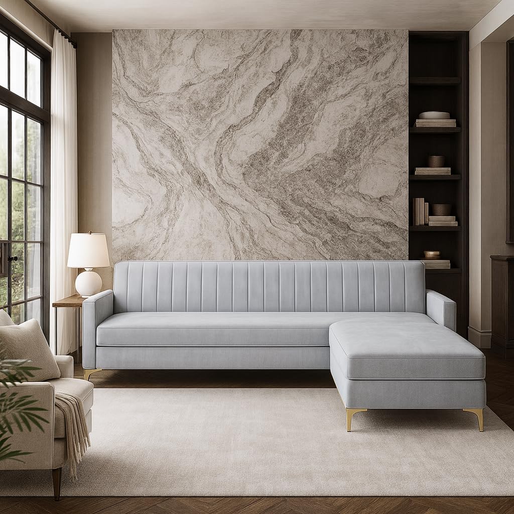 Morello 3 Seater Modular L Shape Sofa Set with Ottoman | Soft Velvet Suede Fabric | Modern Design | Plush Comfort Cushions for Living Room (Light Grey) Morello 3 Seater Modular L Shape Sofa Set with Ottoman | Soft Velvet Suede Fabric | Modern Design | Plush Comfort Cushions for Living Room (Light Grey)