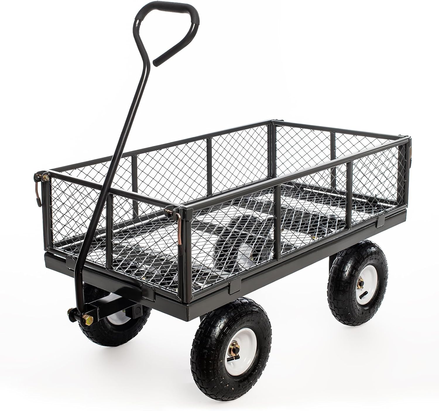 900Lbs Heavy Duty Steel Wagon Garden Carts, Utility Pullable with Removable Folding Sides, All Terrain Wagons for Outdoor, Garden, Farm, Yard, 43" x 21"x 21" inch, Grey Gray
