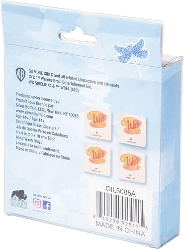 Miniatura 7 de Silver Buffalo Gilmore - Juego de posavasos de cristal para niñas, 4 unidades