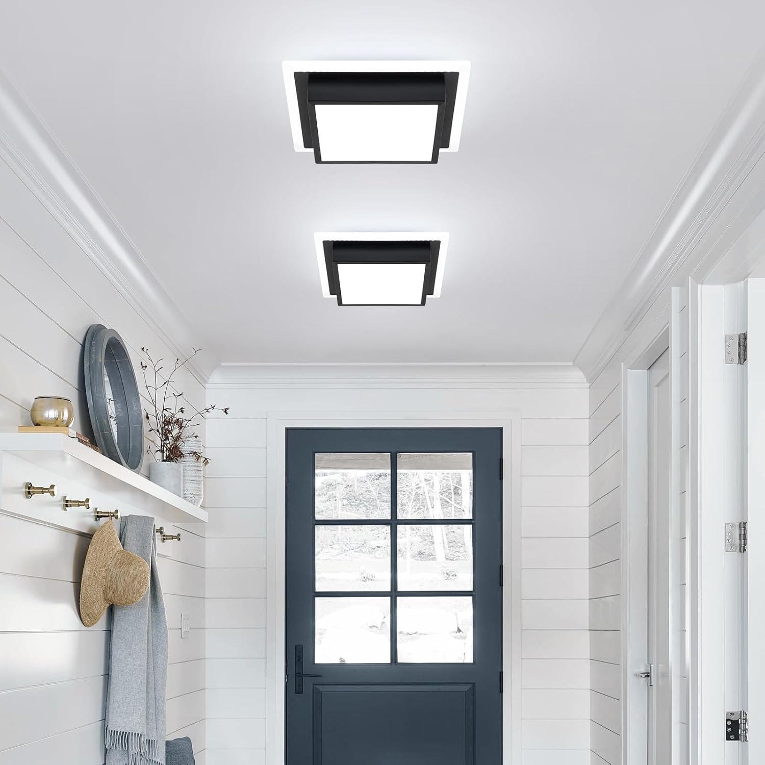 EIDISUNY 32W Hallway Ceiling Light, Kitchen Ceiling Light, 6000K Cold White Flush Mount Ceiling Lamp, Square Modern LED Lighting Fixtures for Living Room Bedroom Bathroom Kitchen