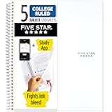 Five Star Spiral Notebook + Study App, 5 Subject, College Ruled Paper, 8-1/2