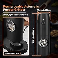 Vista 5 de Juego de molinillo eléctrico recargable de sal y pimienta, molinillo automático de sal y pimienta con luz LED, molinillo de sal y pimienta, grosor