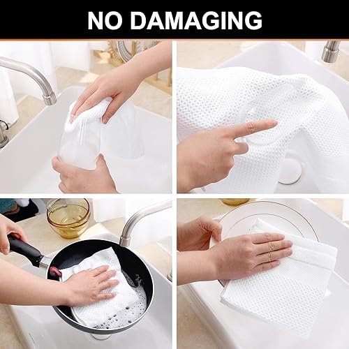 Miniatura 31 de Homaxy Paños de cocina 100% algodón, paquete de 8 – 12 x 12 pulgadas, tejido de gofre, muy suaves y absorbentes, paños de cocina de secado rápido