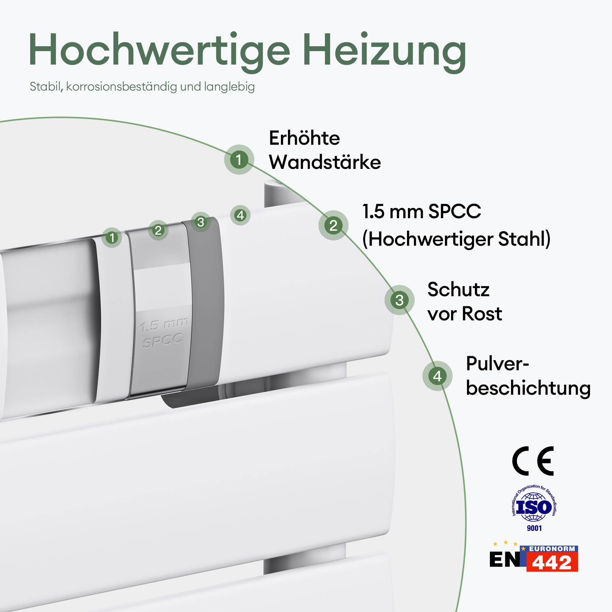 Mai & Mai Badheizkörper Handtuchheizkörper 160x60cm Weiß Seitenanschluss Mittelanschluss Paneelheizkörper Horizontal
