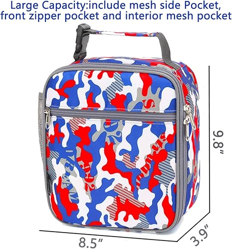 Miniatura 10 de FlowFly Lonchera para niños, bolsa suave aislada, mini hielera para el regreso a clases, kit de bolsa térmica para comidas, para niñas, niños, fútbol