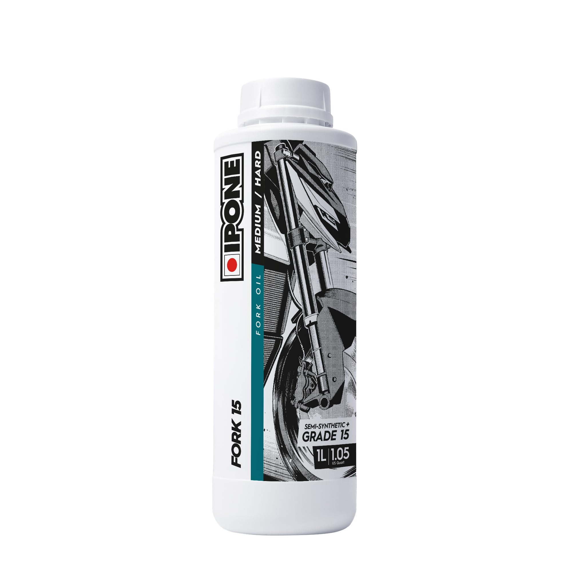 IPONE – Huile de Fourche Moto - Fork 15 – Semi-synthétique – Haute Performance - Technologie Anti-friction et Anti-Emulsion - Prêt à l’emploi - Bidon 1 Litre