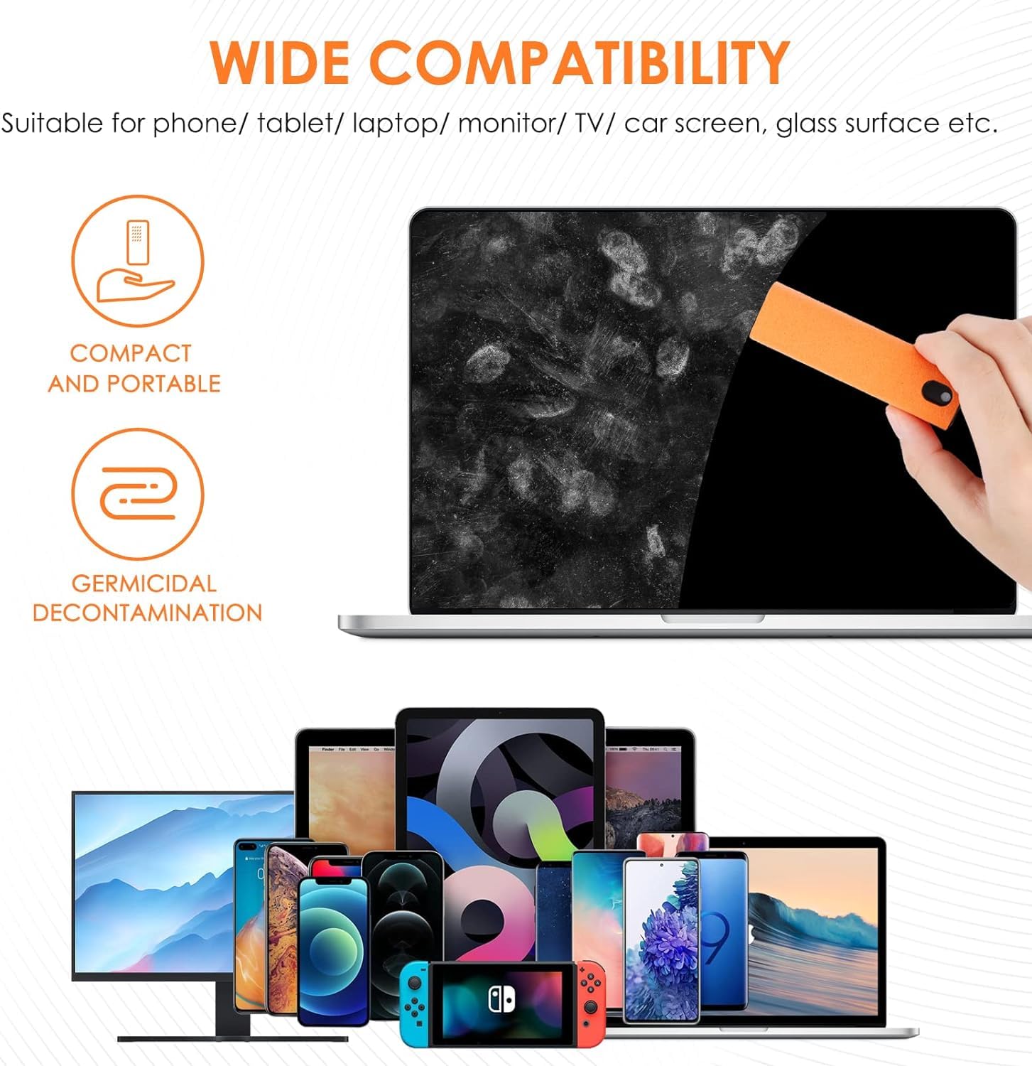 Pulitore schermo 5 pezzi, All in One Screen Cleaner senza liquido, Reusable Display Cleaner, set di pulizia per display auto, smartphone tablet