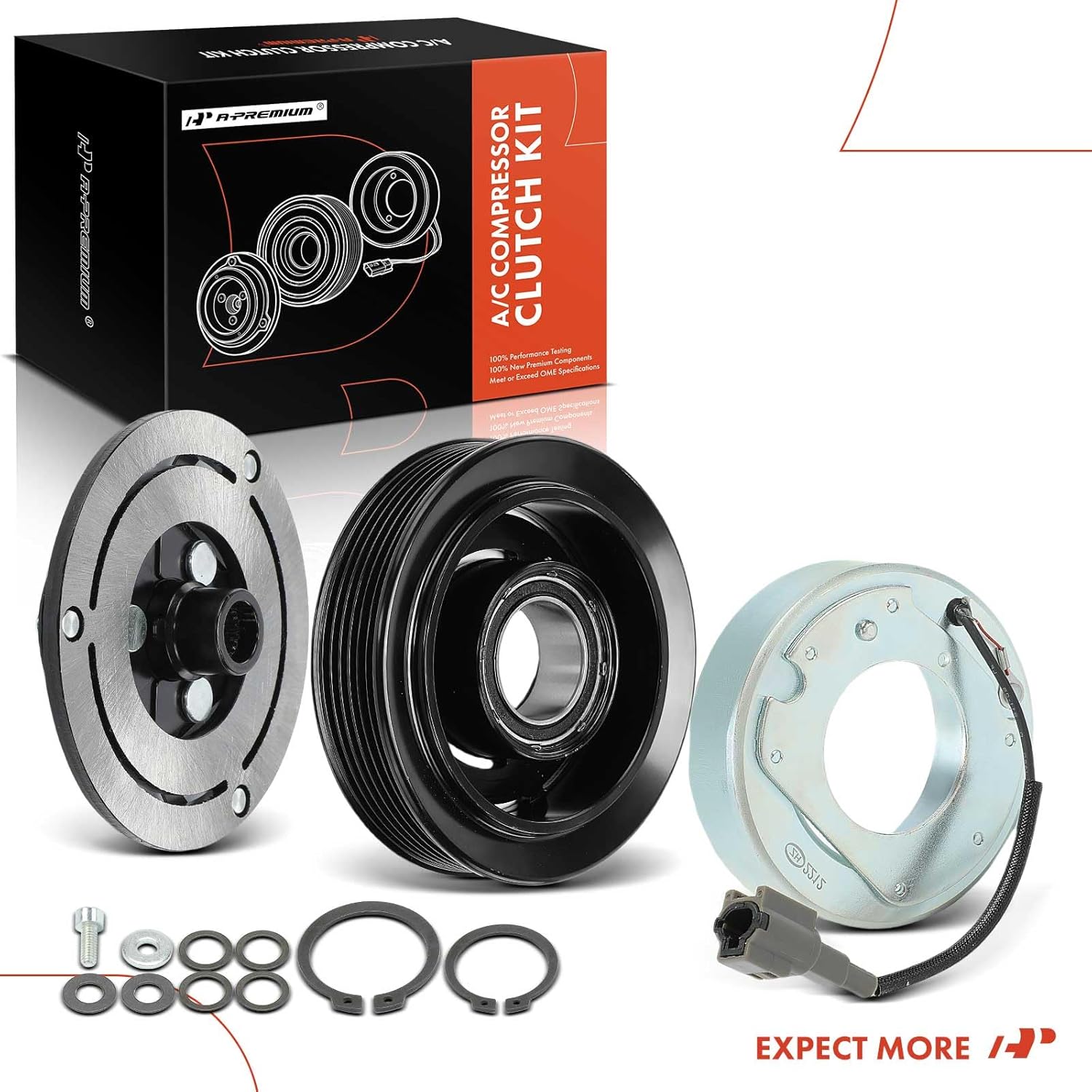 A-Premium Air Conditioner AC Compressor Clutch Kit Compatible with Mazda MX-5 Miata 2006-2015, 2.0L