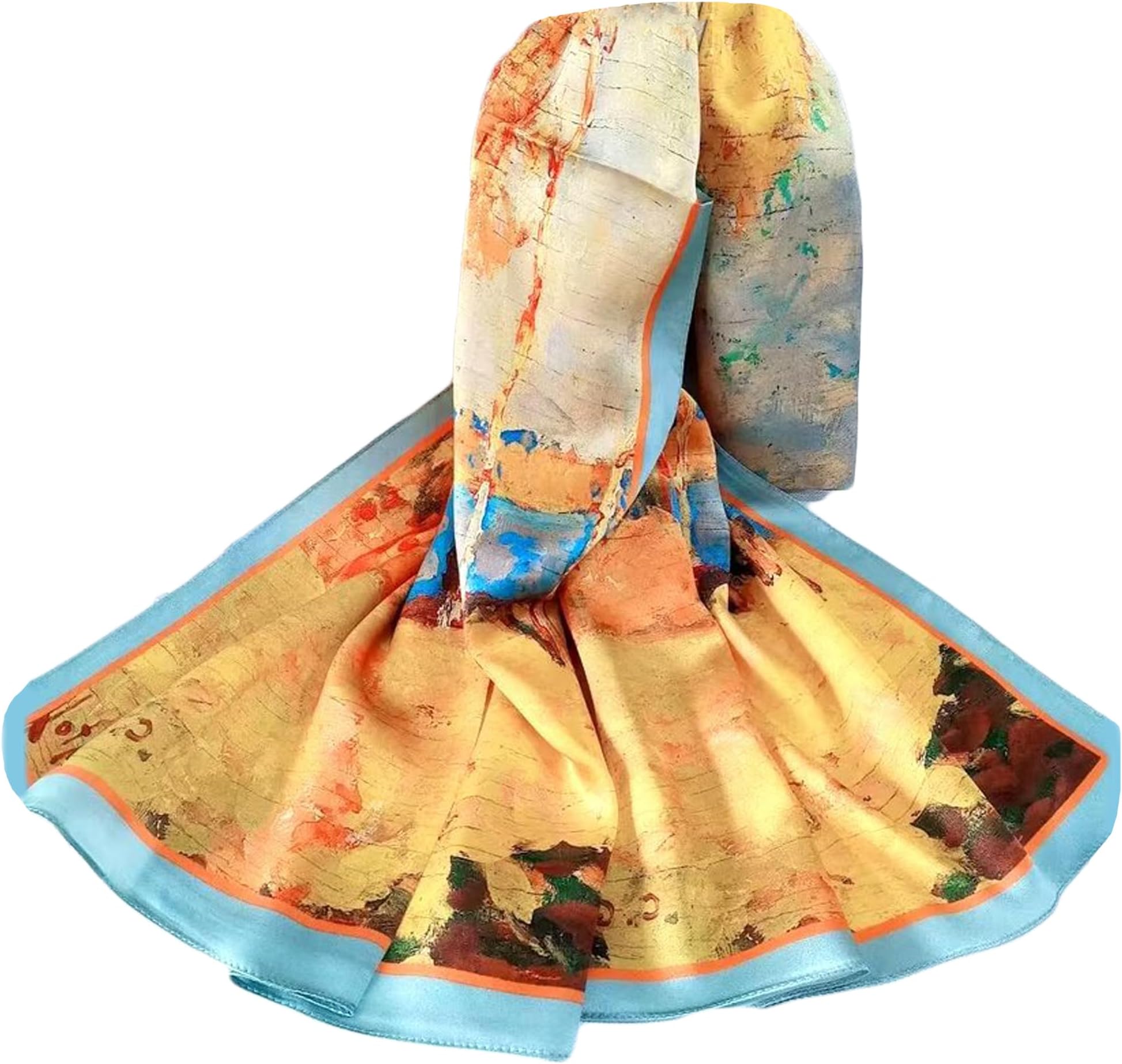 Bestgift Real silk scarf women's floral satin commuter casual scarf