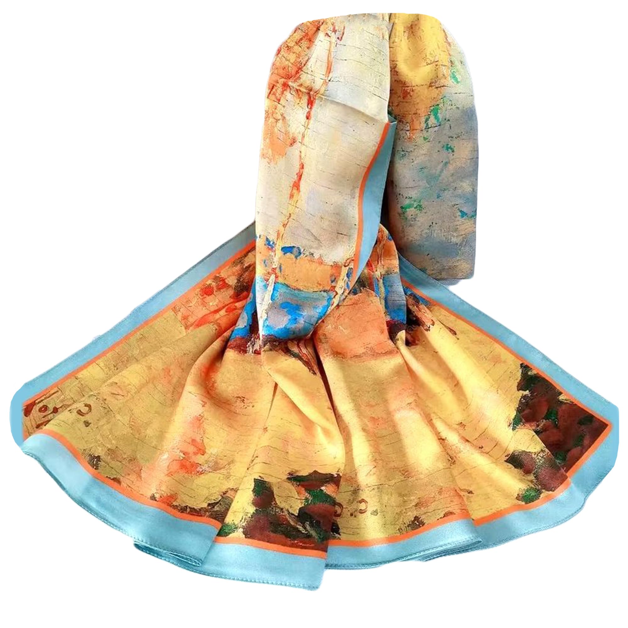 Bestgift Real silk scarf women's floral satin commuter casual scarf