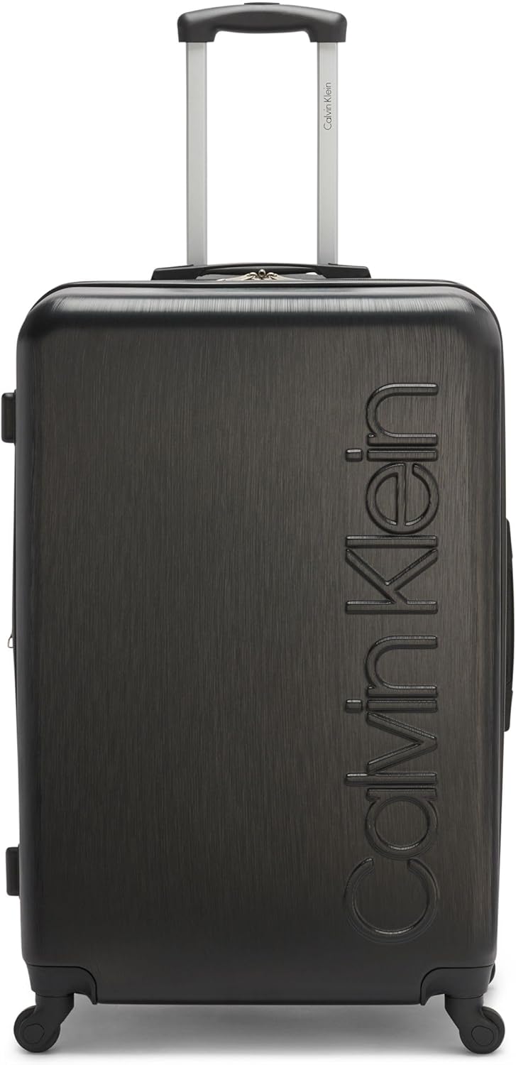 Calvin Klein Women's Hard Side Upright Luggage Spinner Light Weight Suitcase, Black, Large - Image 2