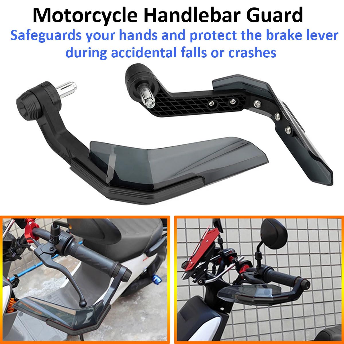 Protège-mains de Guidon de Moto 7/8 Pouces Protecteurs de mains Coupe-vent pour Guidon de moto 22mm Protecteur de Guidon Déflecteur de Vent Bouclier Main Guidon Noir