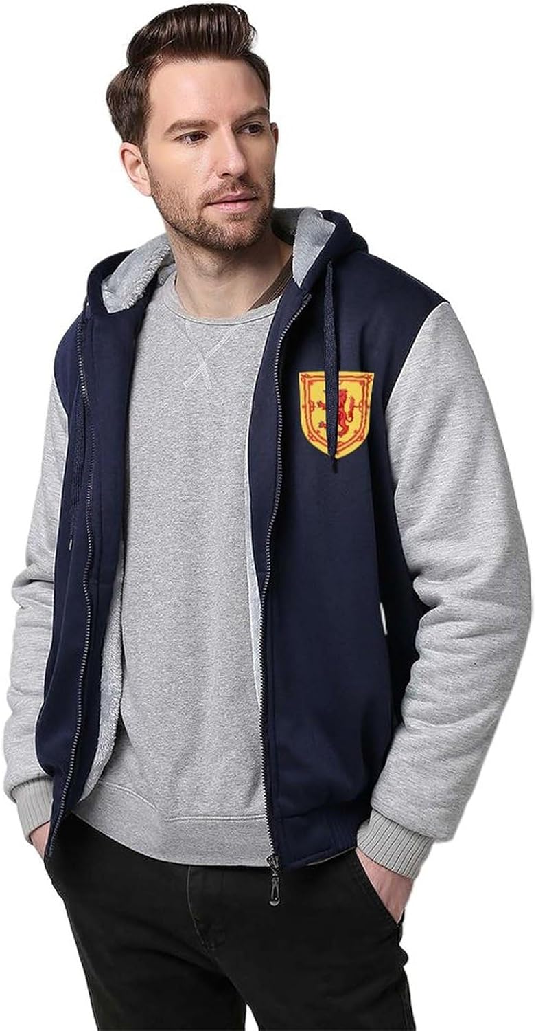 Royal Arms of_ Kingdom of Scotland Novelty Men's Hoodies Warm Hooded Sweatshirt Lining Coat L