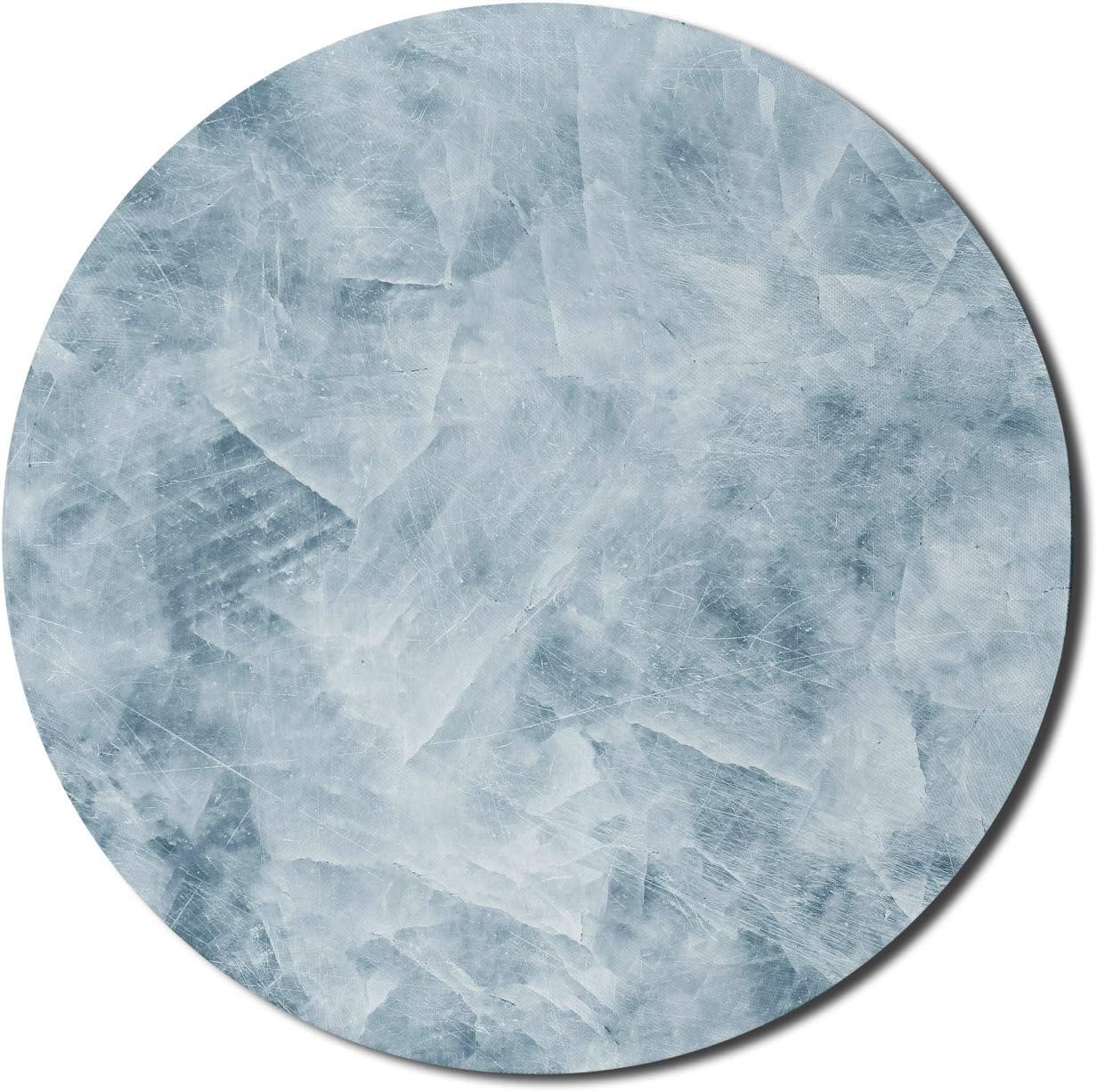 Lunarable Marble Mouse Pad for Computers, Faded Ceramic Style Natural Granite Surface Background with Grunge Details Image, Round Non-Slip Thick Rubber Modern Gaming Mousepad, 8 Round, Pale Blue