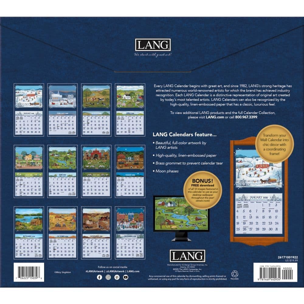 Lang Companies, Lang Folk Art Special Edition 2026 Wall Calendar, 12.5'' X 14'', 12-Month Calendar with Stapled Binding - Image 2